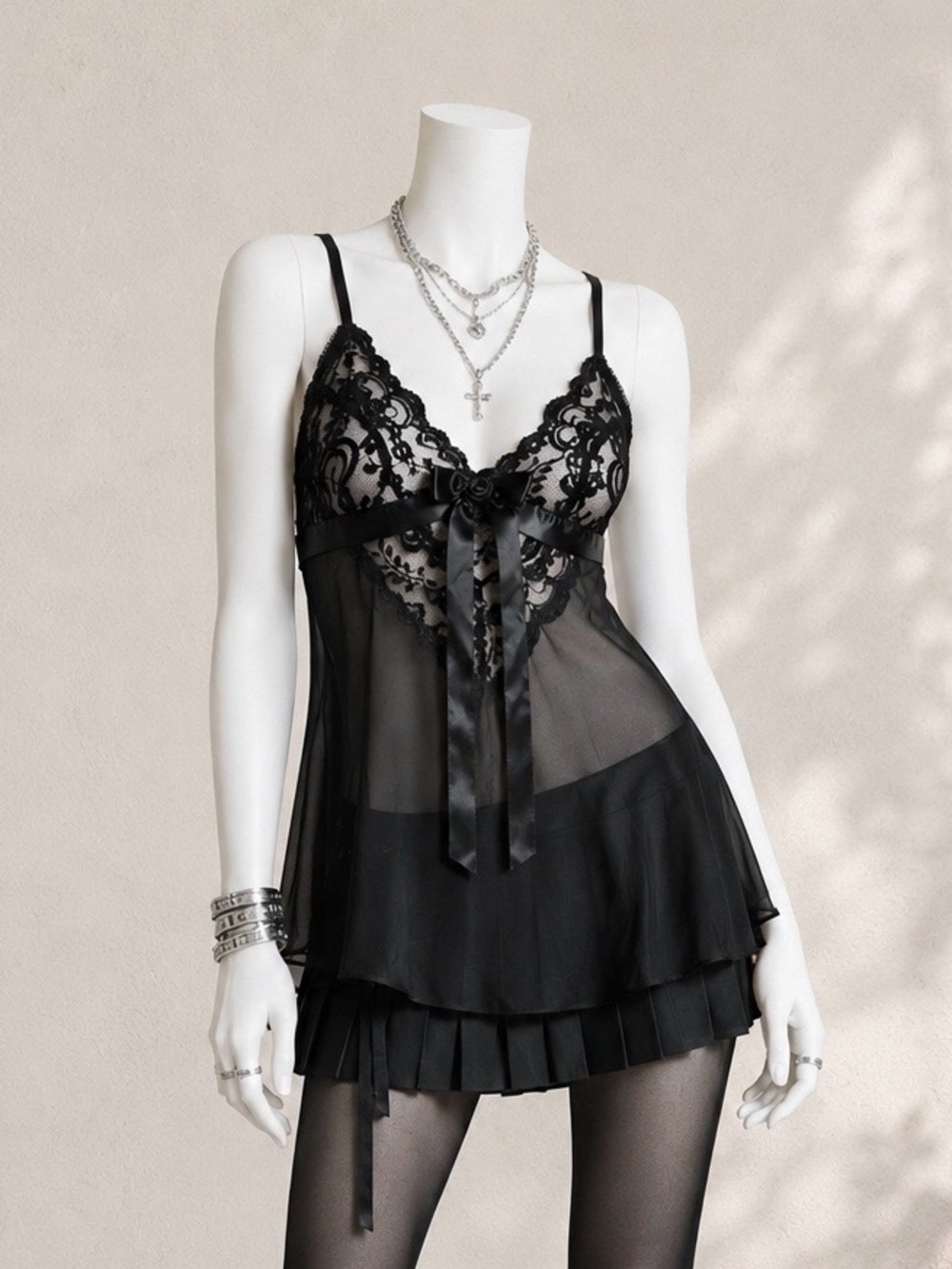 Vintage Whimsigoth Black Sheer Lace Cami Top S Fairy Coquette Gothic Tank